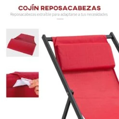 Outsunny Conjunto De 2 Tumbonas Plegables Con Respaldo Regulable En 5 Posiciones Y Reposacabezas Acolchado Incorporado 58x96.5x91.5cm Rojo Vino -Jardín Muebles Ventas 40b07ad888b1dc57622a9379b6714059dc90f98e cafa82264ac34c43b2b24c89e46d25cb