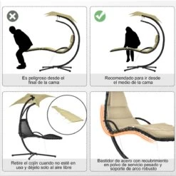 Outsunny Tumbona Colgante Con Sombrilla Protección UV Hamaca Sillón Con Toldo Estructura Estable Cuerda Antivuelco Y Forma Ergonómico Para Jardín Patio Terraza Metal 190x110x190 Cm Beige -Jardín Muebles Ventas 4122c27166b5ef7b7b0df58900e0fd98e5a4d742 d8ae326d8c1447cb820b00f506519445