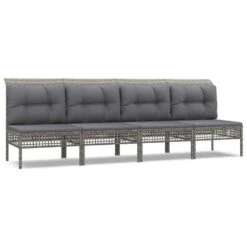 Set De Muebles De Jardín 4 Pzas Y Cojines Ratán Sintético Gris VidaXL