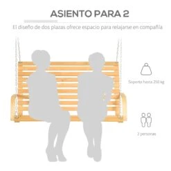 Outsunny Banco Columpio De Madera De 2 Plazas Tipo Balancín Colgante Carga Máx. 250 Kg Para Jardín Terraza Balcón Exterior 141,5x51x78 Cm Natural -Jardín Muebles Ventas 41d5a5965f8362e6a43803f59be79fb9a4c523fc 32edeede6d85445c83a2e4f63fa9fc5f