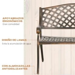 Outsunny Banco De Jardín De 2 Plazas De Aluminio Fundido Banco De Exterior Estilo Vintage Para Terraza Balcón Patio Carga 240 Kg 103x62x83 Cm Bronce -Jardín Muebles Ventas 42357962ab00190e9e4cd46e64c5636d3ba72e6c c595d0698ff54f14bfc1b9f1b9117664