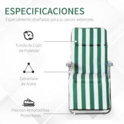 Outsunny 2 Tumbonas Plegables De Jardín Sillas De Gravedad Cero De Acero Con Cojín Acolchado Respaldo Ajustable En 5 Posiciones Y Reposapiés 60x75x50-102 Cm Rayas Verde -Jardín Muebles Ventas 42a565ecb027086ff299e0b3164173c88e414ee0 213169436fd44c5f9a85815f8450c1ad
