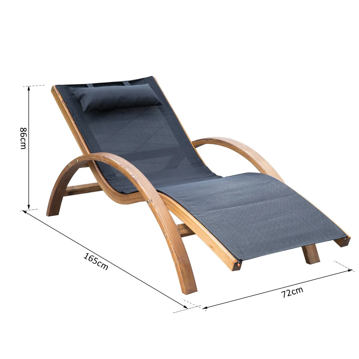 Outsunny Tumbona Hamaca 161x72x68cm Jardin Terraza Playa Piscina Patio Hotel Madera Negro 5 Outsunny Tumbona Hamaca 161x72x68cm Jardin Terraza Playa Piscina Patio Hotel Madera Negro - Imagen 3