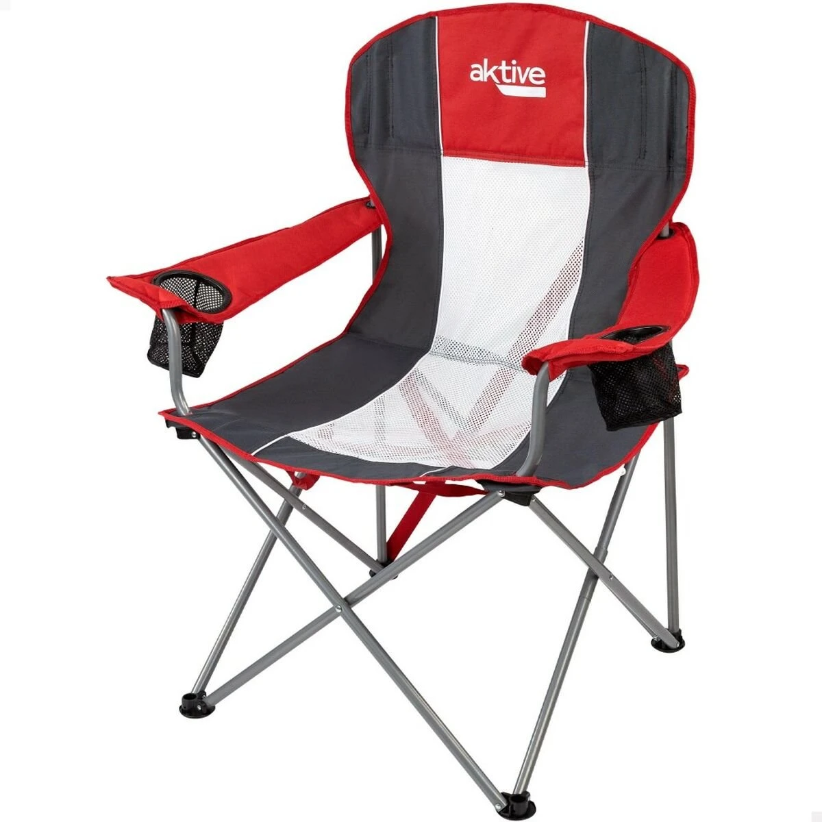 Silla Plegable Para Camping Aktive Rojo Gris Oscuro 56 X 98 X 59 Cm (4 Unidades) 4 Silla Plegable Para Camping Aktive Rojo Gris Oscuro 56 X 98 X 59 Cm (4 Unidades) - Imagen 2