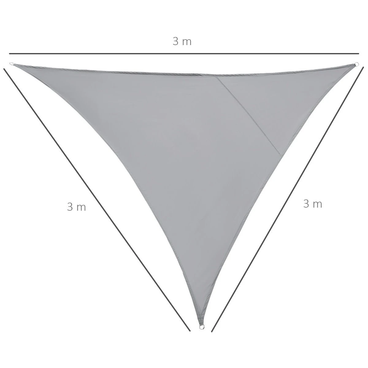 Outsunny Toldo Vela Triangular 3x3x3m Vela De Sombra Para Terraza Jardín Camping Resistente Al Agua Protección UV Poliéster Color Gris 5 Outsunny Toldo Vela Triangular 3x3x3m Vela De Sombra Para Terraza Jardín Camping Resistente Al Agua Protección UV Poliéster Color Gris - Imagen 3