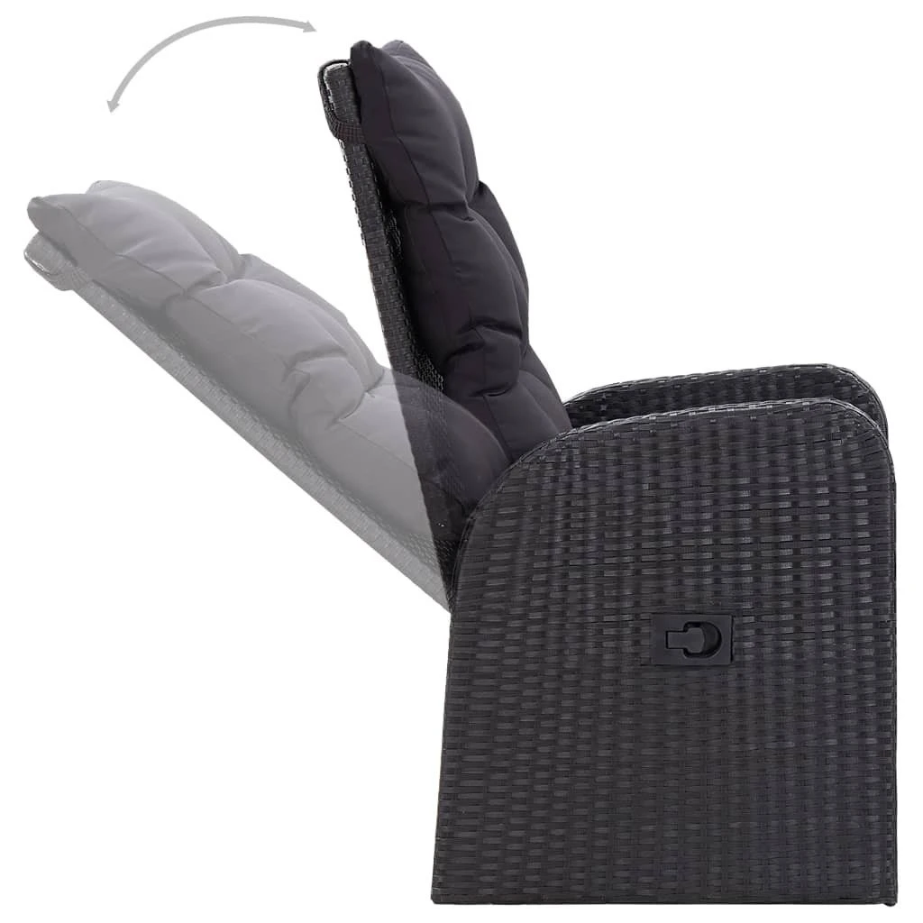 Juego De Comedor Para Jardín 5 Piezas Negro VidaXL 8 Juego De Comedor Para Jardín 5 Piezas Negro VidaXL - Imagen 6