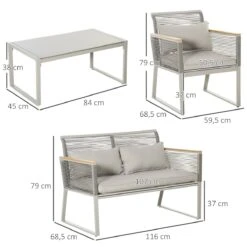 Outsunny Conjunto De Muebles De Jardín De Ratán 4 Piezas Sofá Doble 2 Sillones Individuales Y Mesa De Café De Vidrio Con Cojines Desenfundables Para Exterior Terraza Gris -Jardín Muebles Ventas 45ddcec037e6f17638860c78d8f1e982faedf78e a44be5deaf874807a5512ed5ece58c3f