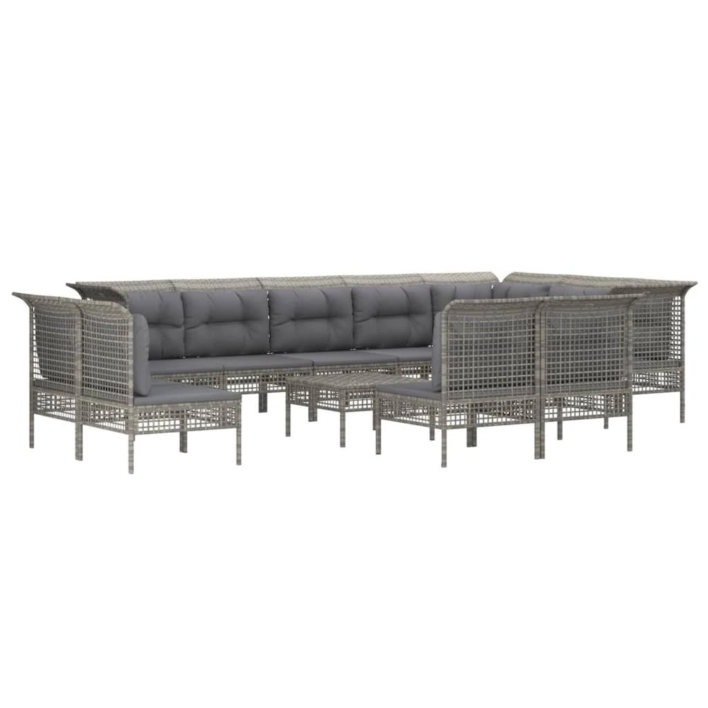 Set De Muebles De Jardín 13 Pzas Y Cojines Ratán Sintético Gris VidaXL 4 Set De Muebles De Jardín 13 Pzas Y Cojines Ratán Sintético Gris VidaXL - Imagen 2