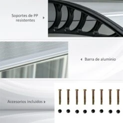 Outsunny Tejadillo De Protección 303x96 Cm Marquesina Exterior Para Puertas Y Ventanas Contra Sol Y Lluvia Con Soporte De Aleación De Aluminio PP Policarbonato Transparente -Jardín Muebles Ventas 48429cd747deb98f1e093aa24cdde3577d7e524f b8dcd72779c24897bbf611504b9865a8