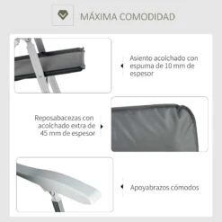 Outsunny Silla De Jardín Plegable De Aluminio Con Respaldo Alto Ajustable En 7 Posiciones Y Reposacabezas Acolchado Para Exterior 75x61,5x114,5 Cm Gris -Jardín Muebles Ventas 494c2b9095b0f5e3e40c52b2de2e7afdb5617faa 7ece011078014ac1a72d8f12760a9ab4