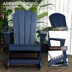 Outsunny Silla Mecedora De Jardín Mecedora Para Exterior De Estilo Adirondack De HDPE Para Balcón Terraza Patio Carga 120 Kg 73,5x93x91,5 Cm Azul Oscuro -Jardín Muebles Ventas 4a2c8b2d409b879e12cc32e8f8fed0a0c672e24d 20d6a59793544d069c48b1880fe115f9