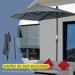 Outsunny Sombrilla De Pared De Jardín 200x190x240 Cm Parasol Con Manivela Poste De Acero Y Base Cruzada Protección Solar Para Terraza Balcón Exterior Gris -Jardín Muebles Ventas 4d289f708c04a762c5187b4441cd5cfb7900e840 b13eee3faa48403583788620e6ee6c21