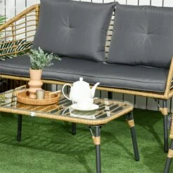 Outsunny Conjunto De Muebles De Ratán Para 4 Personas Muebles De Jardín 4 Piezas Con Sofá De 2 Plazos 2 Sillones Mesa De Centro Y 4 Cojines Para Terraza Patio Arena -Jardín Muebles Ventas 4db44c1d5558f6b907e973be175668cdad58318c 02dbe25c2f334a709439e3cb058a1282