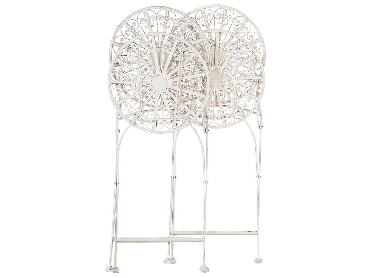 Conjunto De 2 Sillas De Balcón De Metal Blanco Crema SCAFA 9 Conjunto De 2 Sillas De Balcón De Metal Blanco Crema SCAFA - Imagen 7