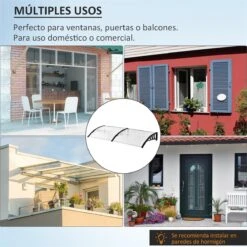 Outsunny Tejadillo De Protección 195x75 Cm Marquesina Para Puertas Y Ventanas Contra Sol Y Lluvia Con Paneles De Policarbonato Barras De Aleación De Aluminio Transparente -Jardín Muebles Ventas 51d214aa2b169f1570b58eeb3bb0fdb313ca3cc8 4de274a87dc94888b10cc011ebea3003