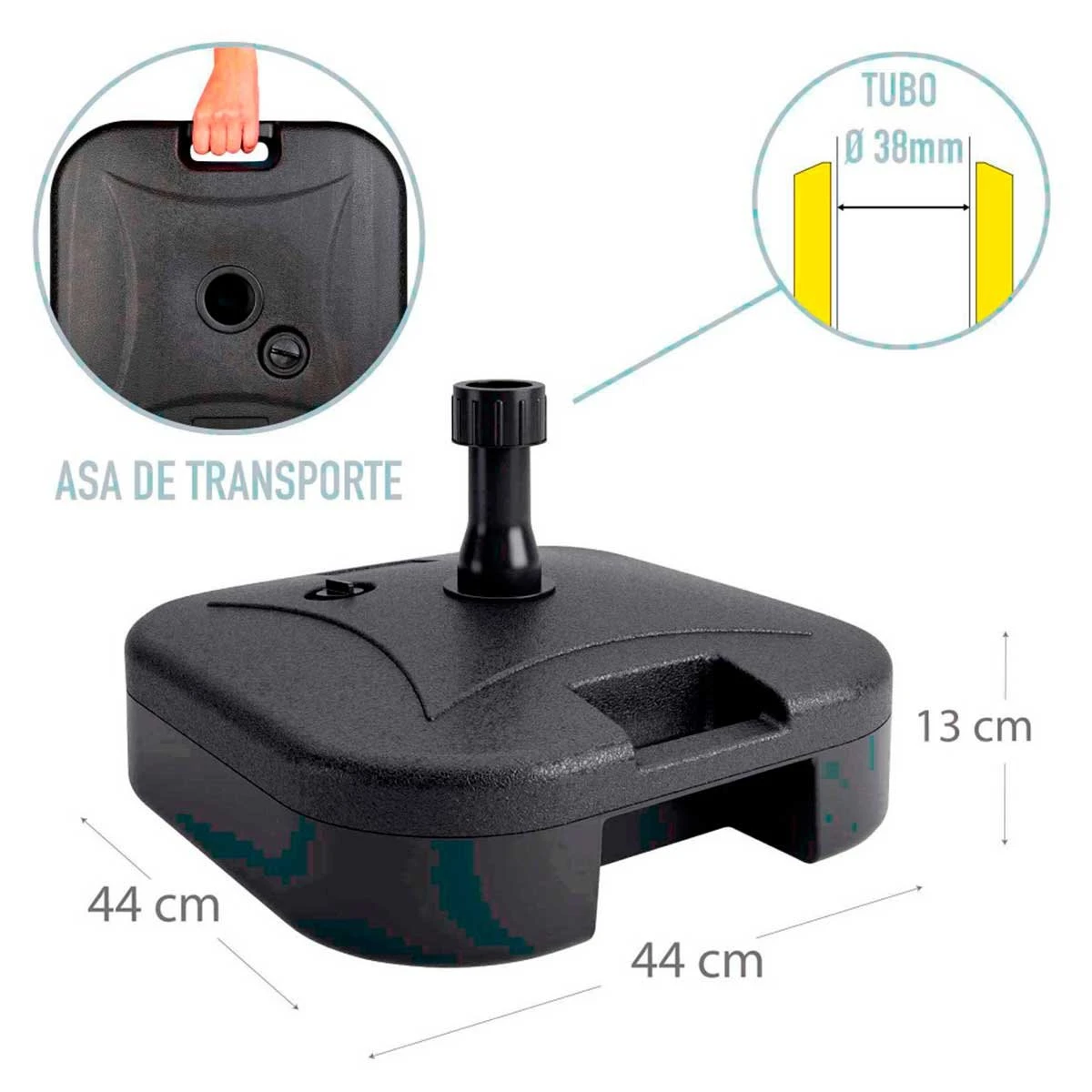 Base Para Sombrilla Aktive 44,5 X 12,5 X 44,5 Cm Negro Plástico 6 Base Para Sombrilla Aktive 44,5 X 12,5 X 44,5 Cm Negro Plástico - Imagen 4