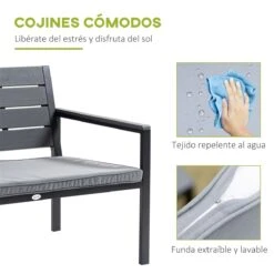 Outsunny Conjunto De Muebles De Jardín 4 Piezas Mesa De Centro Banco De 2 Plazas Y 2 Sillas Con Cojines Desenfundables Y Marco De Acero Para Terraza Exterior 113x65x78 Cm Gris 15 Outsunny Conjunto De Muebles De Jardín 4 Piezas Mesa De Centro Banco De 2 Plazas Y 2 Sillas Con Cojines Desenfundables Y Marco De Acero Para Terraza Exterior 113x65x78 Cm Gris -Jardín Muebles Ventas 5291616197f0172ea91d38c50945136225dd54c6 018f6ec3d87540c29b846a41060809d7