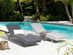 Tumbona Reclinable De Metal/textil Trenzado Gris Oscuro AMELIA