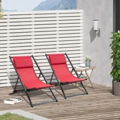 Outsunny Conjunto De 2 Tumbonas Plegables Con Respaldo Regulable En 5 Posiciones Y Reposacabezas Acolchado Incorporado 58x96.5x91.5cm Rojo Vino -Jardín Muebles Ventas 52c39893d8bd41761a3e188d2c3814ff913547af a5fac5b644384bf1be09ae8b598276d6