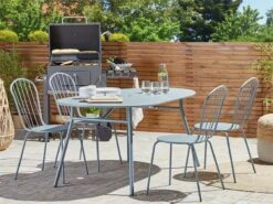 Conjunto De 8 Sillas De Jardín De Metal Azul Claro CALVI