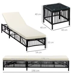 Outsunny Conjunto De 2 Tumbonas De Jardín Exterior Tumbonas De Mimbre Tejido Con Mesa De Tapa De Vidrio Respaldo Reclinable De 5 Posiciones Y Cojines Suaves 196x54x32 Cm Negro -Jardín Muebles Ventas 536058d167bcfdd25a99738a3c28a6b5613741d1 fc48c1fc43414301af00f0fb584e879f