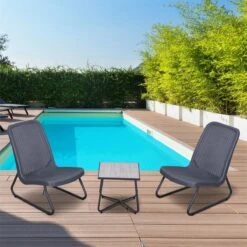 Outsunny Conjunto De Muebles De Jardín 3 Piezas Juego De 2 Sillas Y Mesa Con Encimera De Cristal Templado Efecto Mármol Terraza Piscina 53,5x80,5x76 Cm Gris -Jardín Muebles Ventas 55701ccee1a9511971a72fe048fe206082ca65eb 9a2a279461954d34b698869978235eb7