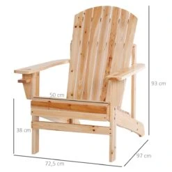 Outsunny Silla Adirondack De Madera Silla De Jardín Con Reposabrazos Y Respaldo Alto Para Terraza Balcón Exterior 72,5x97x93 Cm Natural -Jardín Muebles Ventas 56698d63b3a7fc3902b1e8e14673a2588da3d304 2c78b71b47f745129ddeefb63f4db391