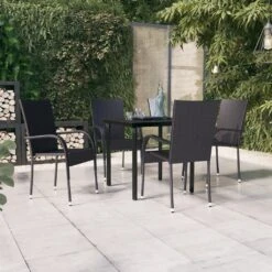 Juego De Comedor De Exterior De 5 Piezas Negro VidaXL