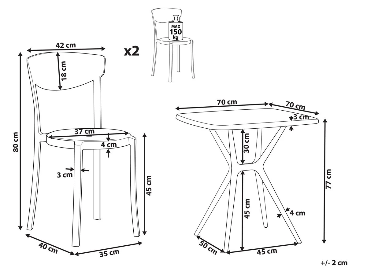 Conjunto De Balcón 2 Plazas De Material Sintético Blanco/azul Turquesa SERSALE/VIESTE 5 Conjunto De Balcón 2 Plazas De Material Sintético Blanco/azul Turquesa SERSALE/VIESTE - Imagen 3