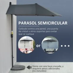 Outsunny Sombrilla De Pared De Jardín 200x190x240 Cm Parasol Con Manivela Poste De Acero Y Base Cruzada Protección Solar Para Terraza Balcón Exterior Gris -Jardín Muebles Ventas 57ec818a33346640ab11af2e2387003a89bd6ed9 cb4e23d0b2a248f2afc17d9bb109470e