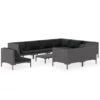 Set Muebles Jardín 10 Pzas Cojines Ratán Sintético Gris Oscuro VidaXL