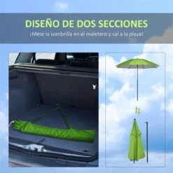 Outsunny Sombrilla De Playa Ø185x205 Cm Parasol Para Terraza Con Techo Doble Ángulo Ajustable Protección UV30+ 8 Varillas De Acero Y Bolsa De Transporte Verde -Jardín Muebles Ventas 5be6314f79bb0b73a7327c96c3ae1d6d68c93f4e 407a5ab99bae470d93e4a1cb8249bbc6