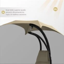 Outsunny Tumbona Colgante Con Sombrilla Protección UV Hamaca Sillón Con Toldo Estructura Estable Cuerda Antivuelco Y Forma Ergonómico Para Jardín Patio Terraza Metal 190x110x190 Cm Beige -Jardín Muebles Ventas 5d43c48d6ff9747c8acf4cf58e9acbb25b968f84 134c4b15b87c4e1cb5ce6c9a51aa15a2