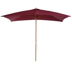 Outsunny Sombrilla Parasol 3x2m Y Altura 2,45m Jardín Terraza Poliéster 180g/m² Y Madera Color Vino
