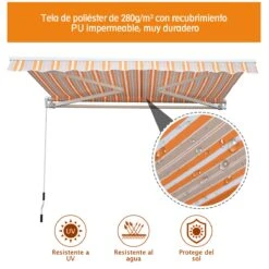 Outsunny Toldo Retráctil Con Manivela Toldo De 300x250cm Con Brazo Articulado De Aluminio Y Poliéster 280g/m² Rayas Naranja Beige Y Blanco -Jardín Muebles Ventas 5f25fb66dbdef6b57406a14fc3a9f4422b93b073 30cc9f86bb92491c85c128d55092260a