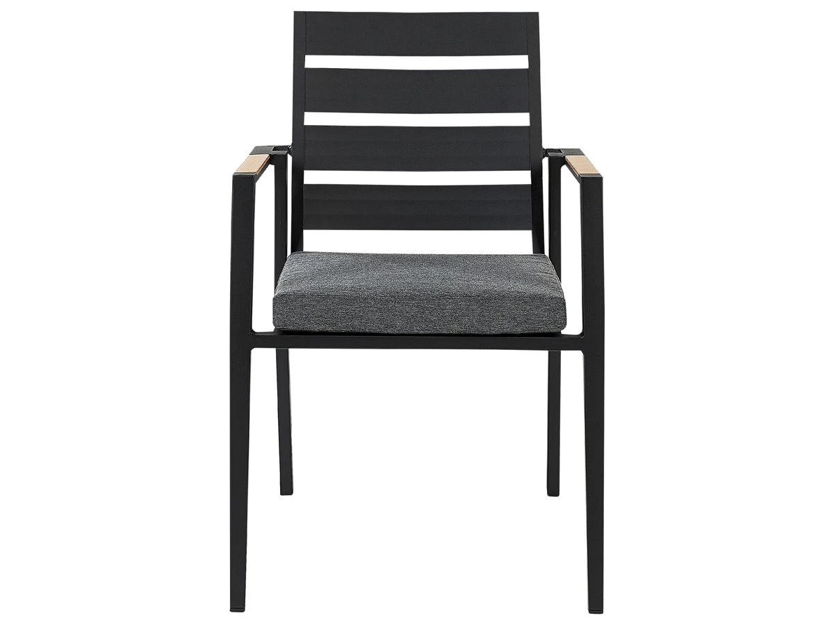 Conjunto De 4 Sillas De Jardín De Metal Negro/gris/madera Clara TAVIANO 9 Conjunto De 4 Sillas De Jardín De Metal Negro/gris/madera Clara TAVIANO - Imagen 7