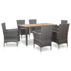 Set De Comedor De Jardín 7 Pzas Y Cojines Ratán Sintético Gris VidaXL -Jardín Muebles Ventas 5feb84d4d0b894bd036abbf5c070b3adb3e9ff68 8c816697231049139d1f05219c58b276