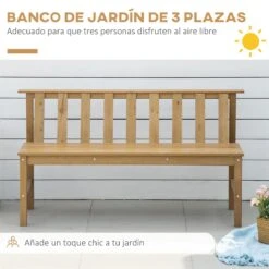 Outsunny Banco De Jardín De 3 Plazas Banco Exterior De Madera Con Respaldo De Listones Para Terraza Patio Balcón Carga 360 Kg 144x60x77 Cm Natural -Jardín Muebles Ventas 60037bd0b8da028a872f93458a39d7613c6bf27a 2d05d179bd43470c9e2f99ea8a4206fc