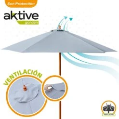 Parasol Hexagonal 300 Cm Color Antracita Mástil Madera Aktive Garden -Jardín Muebles Ventas 6115ac8377c38e5b6c063f41f32d0e1ee7c79b7a d1d1c5c482db4bf1bf727316db92311e