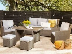 Conjunto De Jardín 5 Plazas De Ratán Beige/gris Pardo FONTI