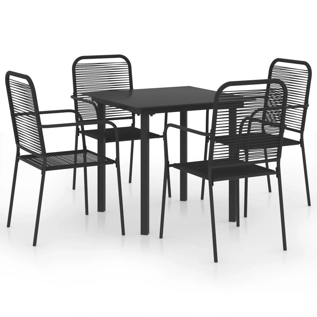 Set De Comedor De Jardín De 5 Piezas Vidrio Y Acero Negro VidaXL 4 Set De Comedor De Jardín De 5 Piezas Vidrio Y Acero Negro VidaXL - Imagen 2