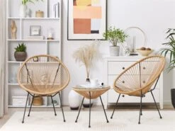 Conjunto De Balcón 2 Plazas De Ratán Negro/natural ACAPULCO II