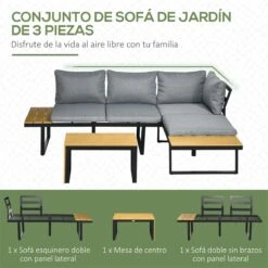Outsunny Conjunto De Muebles De Jardín De Aluminio 3 Piezas Juego De Conversación Incluye 2 Sofás Esquineros Con Cojines Mesa De Plástico Madera Y Panel Lateral Para Terraza Gris 14 Outsunny Conjunto De Muebles De Jardín De Aluminio 3 Piezas Juego De Conversación Incluye 2 Sofás Esquineros Con Cojines Mesa De Plástico Madera Y Panel Lateral Para Terraza Gris -Jardín Muebles Ventas 6633b4f88f755698a78464c642af80be88eff249 0ff8322e21bb4b879006dd41960d0e50