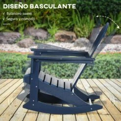 Outsunny Silla Mecedora De Jardín Mecedora Para Exterior De Estilo Adirondack De HDPE Para Balcón Terraza Patio Carga 120 Kg 73,5x93x91,5 Cm Azul Oscuro -Jardín Muebles Ventas 68dd30bab4003e5af16484f1e3d01866d413eaa9 12a96f192ab04921b8bd4699d3971b0b