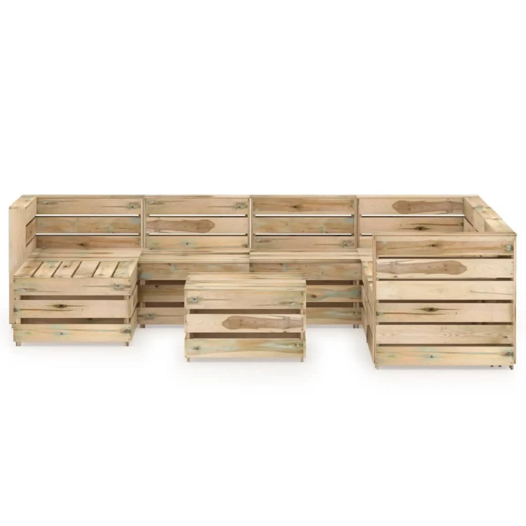 Set De Muebles De Jardín 8 Pzas Madera De Pino Impregnada Verde VidaXL 3 Set De Muebles De Jardín 8 Pzas Madera De Pino Impregnada Verde VidaXL