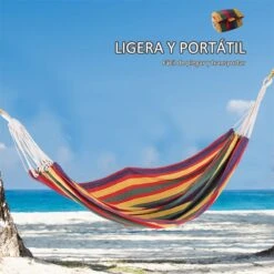 Outsunny Hamaca De Algodón Para Jardín 210x150 Cm Hamaca Colgante Portátil Carga Máx. 180 Kg Para Acampar Piscina Camping Rayas Multicolor -Jardín Muebles Ventas 6915419ee0cc04c2b85861ad6ade05e1c1cd6159 68d87384244640a3b294a79207d60b58