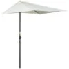 Outsunny Sombrilla Semicircular 230x130x245 Cm Parasol Para Pared De Jardín Con Manivela Y Mástil De Metal De Ø38 Mm Terraza Balcón Beige