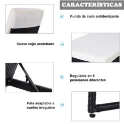 Outsunny Conjunto De 2 Tumbonas De Jardín Con Cojines Acolchados Ratán Con Mesa Auxiliar Para Piscina O Terraza Carga 160 Kg 195x60x86 Cm Acero Negro -Jardín Muebles Ventas 6bb2b0b7d65a5c157d26210d9dc02120e94acebf 1501e539d79b4540a665f81a86dc1b8c