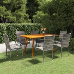 Juego De Comedor Para Jardín De 7 Piezas Gris VidaXL -Jardín Muebles Ventas 6d025ef78d7217b5351e11dee00bac9d9689f317 5704666a311241a0af3289967172992b