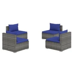 Set De Muebles De Jardín 4 Pzas Y Cojines Ratán Sintético Gris VidaXL